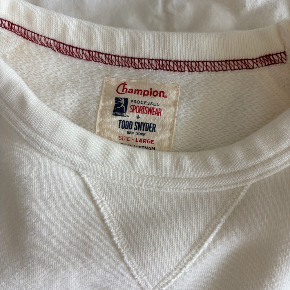 Todd Snyder Champion Men's Cream Crewneck Sweater - Picture 2 of 3